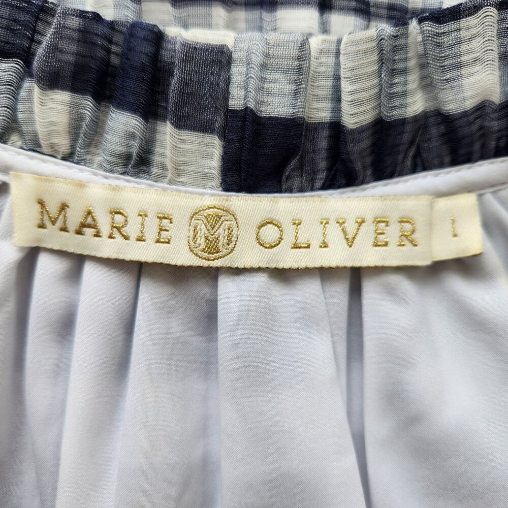 Marie Oliver Bay Dress Organdy Check Blue White Gingham Ruffle Coquette Feminine - Picture 8 of 12